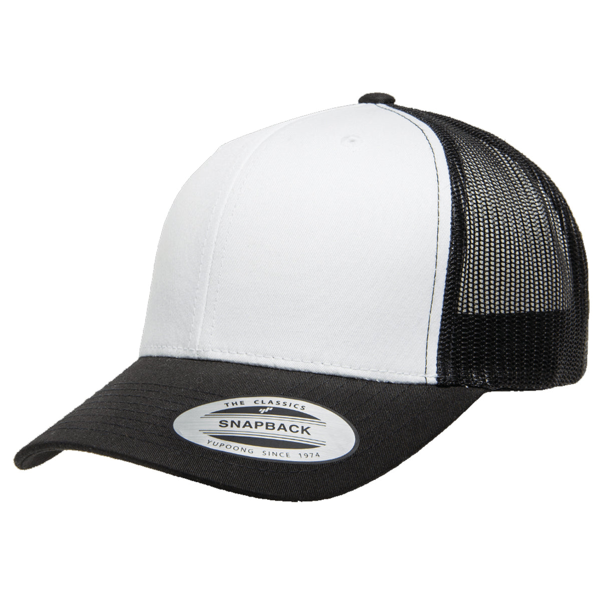 Trucker 2040USA Yupoong cap Caps w/ Retro 6 visor. Panel Cap Flat Baseball | – Front panel Classics Wholesale White
