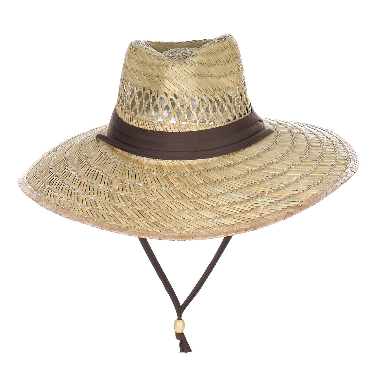 Lifeguard Straw Hat with Fabric Band and Chin Cord