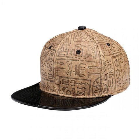 Egyptian Pattern PU Leather Snapback Cap - More Colors 