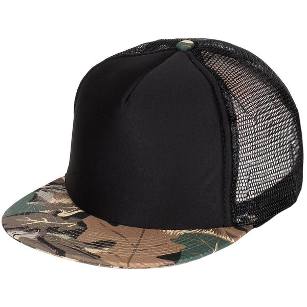 Polyester Foam Front Camouflage Flat Visor High Crown Golf Style Mesh Back Cap