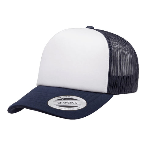 Flexfit Yupoong Classics® Curved White Front Foam Trucker Cap w/ Adjustable Snap