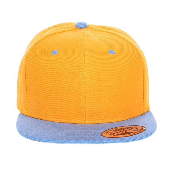 Two-Tone Blank Adjustable Flat Bill Plain Snapback Hats - More Colors