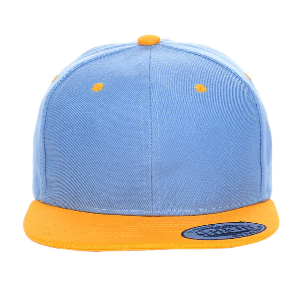 Two-Tone Blank Adjustable Flat Bill Plain Snapback Hats - More Colors
