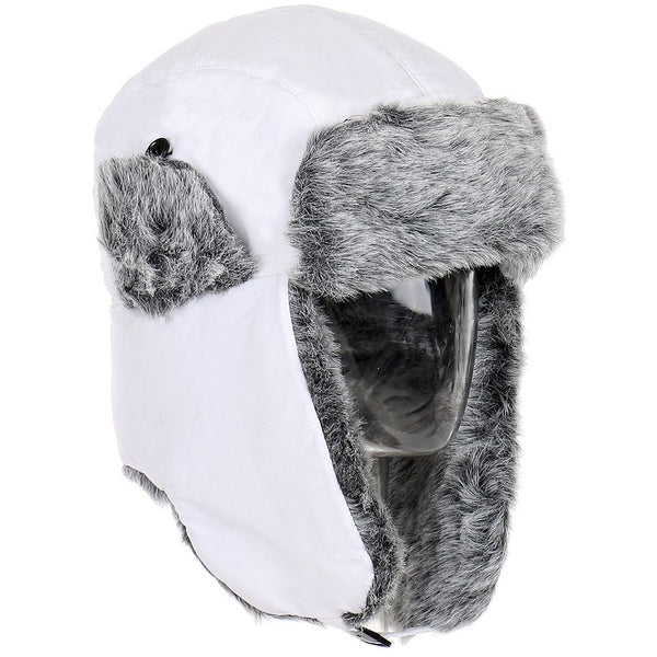 Winter Unisex Knit Bomber Hat w/ Faux Fur Trim