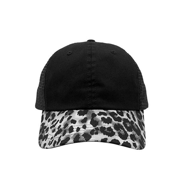 Low Profile Leopard Print Mesh Back Fashion Trucker Cap