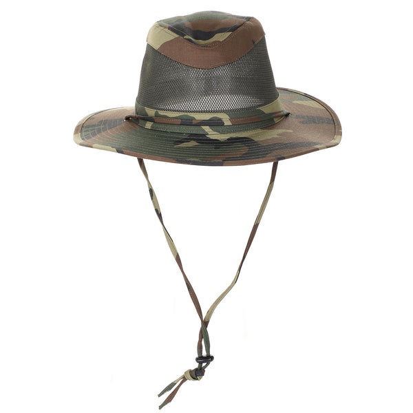 Cotton Twill Brim & Mesh Crown Fedora Safari Hat