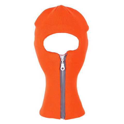 Winter Acrylic Knitted 1-Hole Zip-Up Reflector Ski Mask
