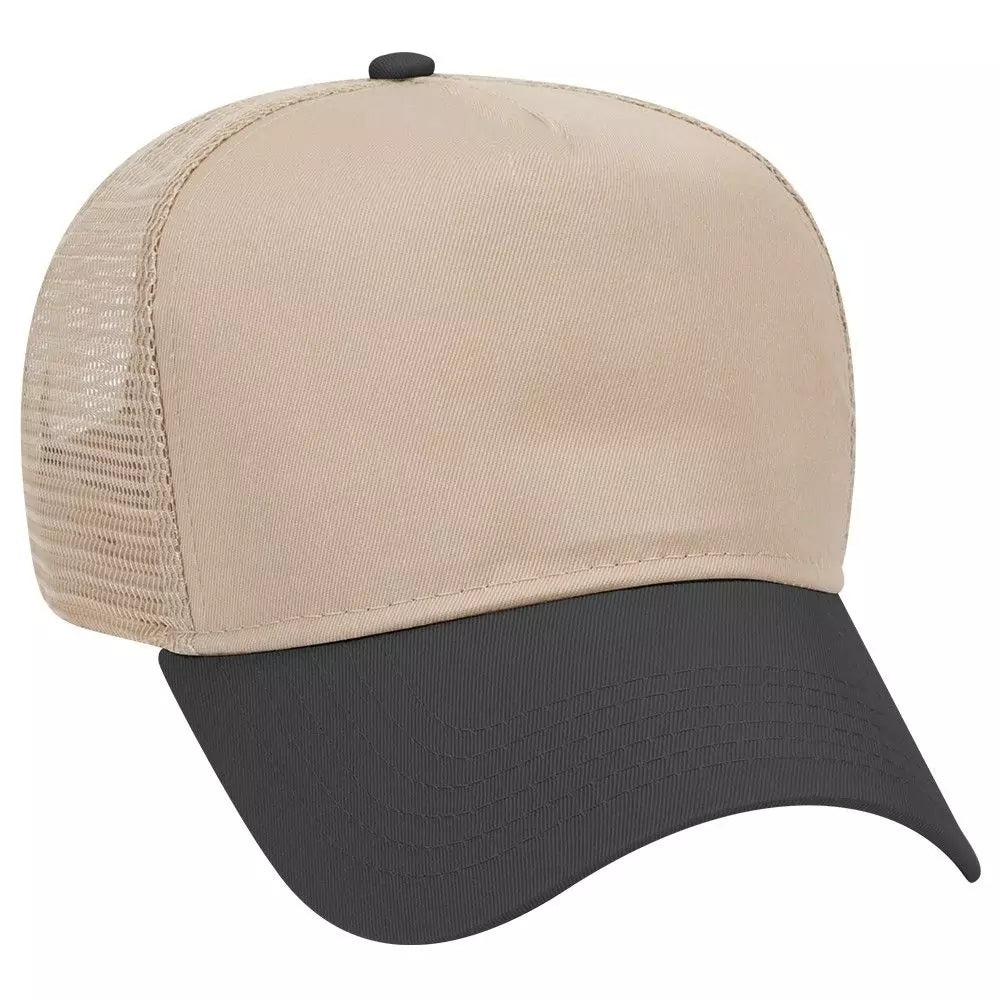 Cotton Blend Twill Five Panel Mid Profile Style Mesh Back