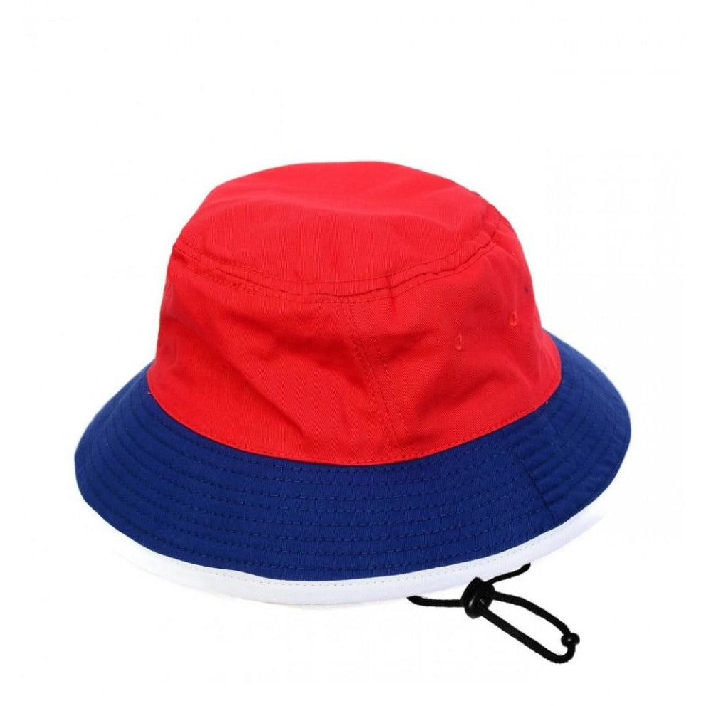 Red and blue bucket hat on sale