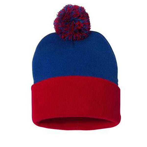 Two Tone Thick Knitted Winter Pom Beanie