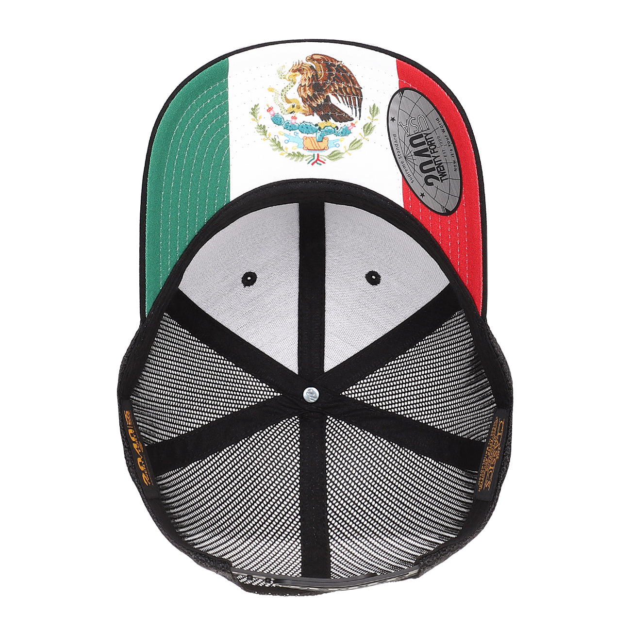 Flexfit Yupoong Classic Curved Trucker Hat Custom Sublimated Mexico Flag Undervisor