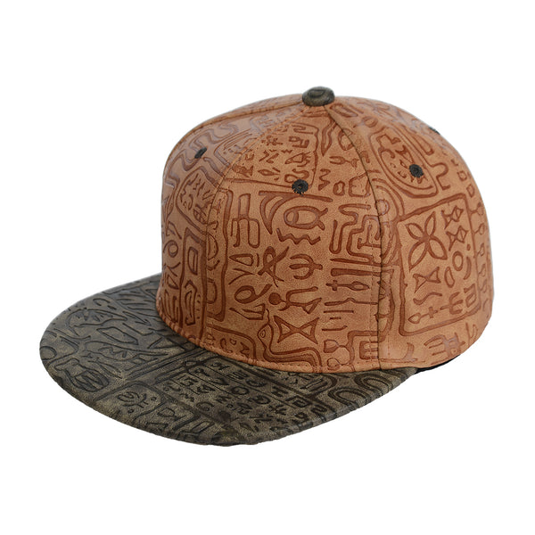 Egyptian Pattern PU Leather Snapback Cap - More Colors