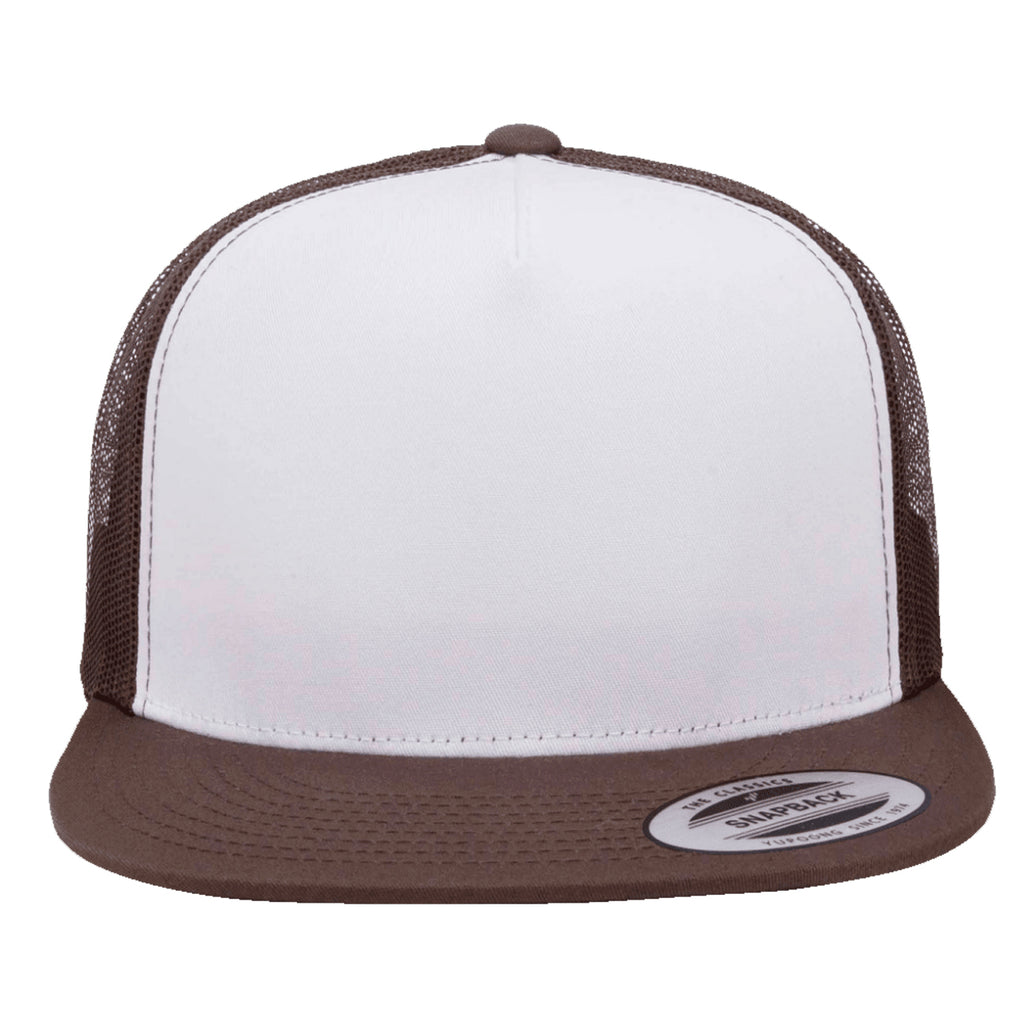 Flexfit Yupoong Classic Panel Cap White 2040USA Front Trucker Adjustable –