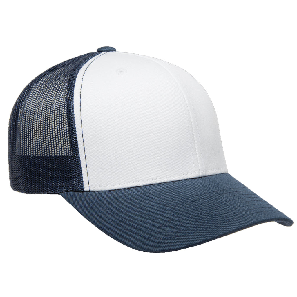 Yupoong Classics Retro Trucker Cap panel visor. cap Flat Panel Front Wholesale – Baseball 2040USA White w/ 6 | Caps