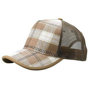 Plaid Trucker Hat W/Mesh Back Straw Hats